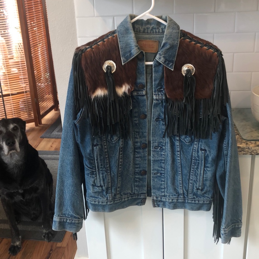 Levi’s Jean Jacket w/Cowhide Embellishment